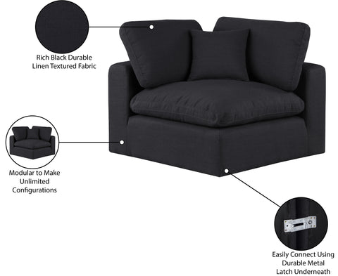 Farrah Black Linen Textured Fabric Upholstered Corner Chair, 1 Piece
