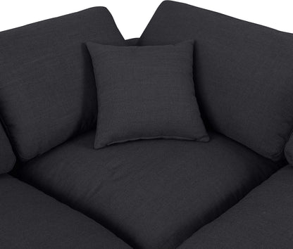 Dolce Black Linen Textured Fabric Modular Corner Chair Corner