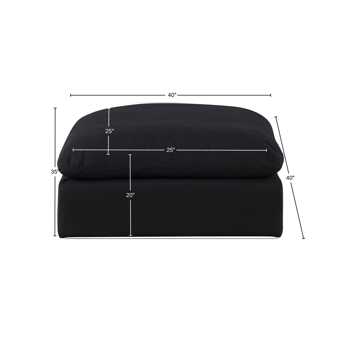 dolce black linen textured fabric modular ottoman ott