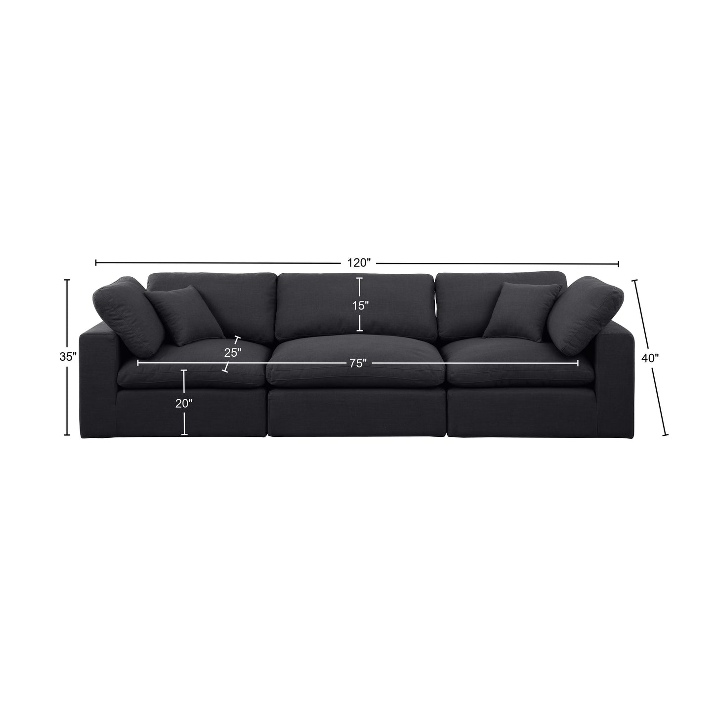 dolce black linen textured fabric modular sofa s119