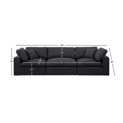 Dolce Black Linen Textured Fabric Modular Sofa S119