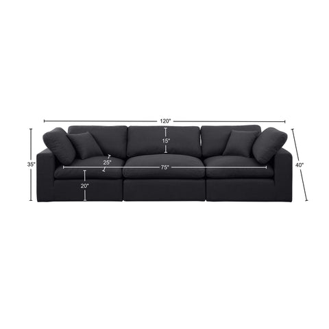 Dolce Black Linen Textured Fabric Modular Sofa S119