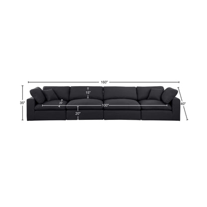 Dolce Black Linen Textured Fabric Modular Sofa S158