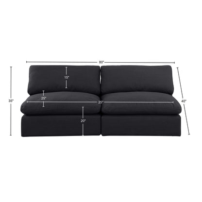 Dolce Black Linen Textured Fabric Modular Sofa S78