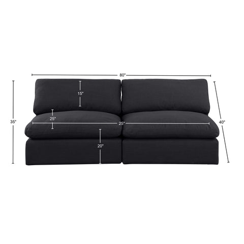Dolce Black Linen Textured Fabric Modular Sofa S78
