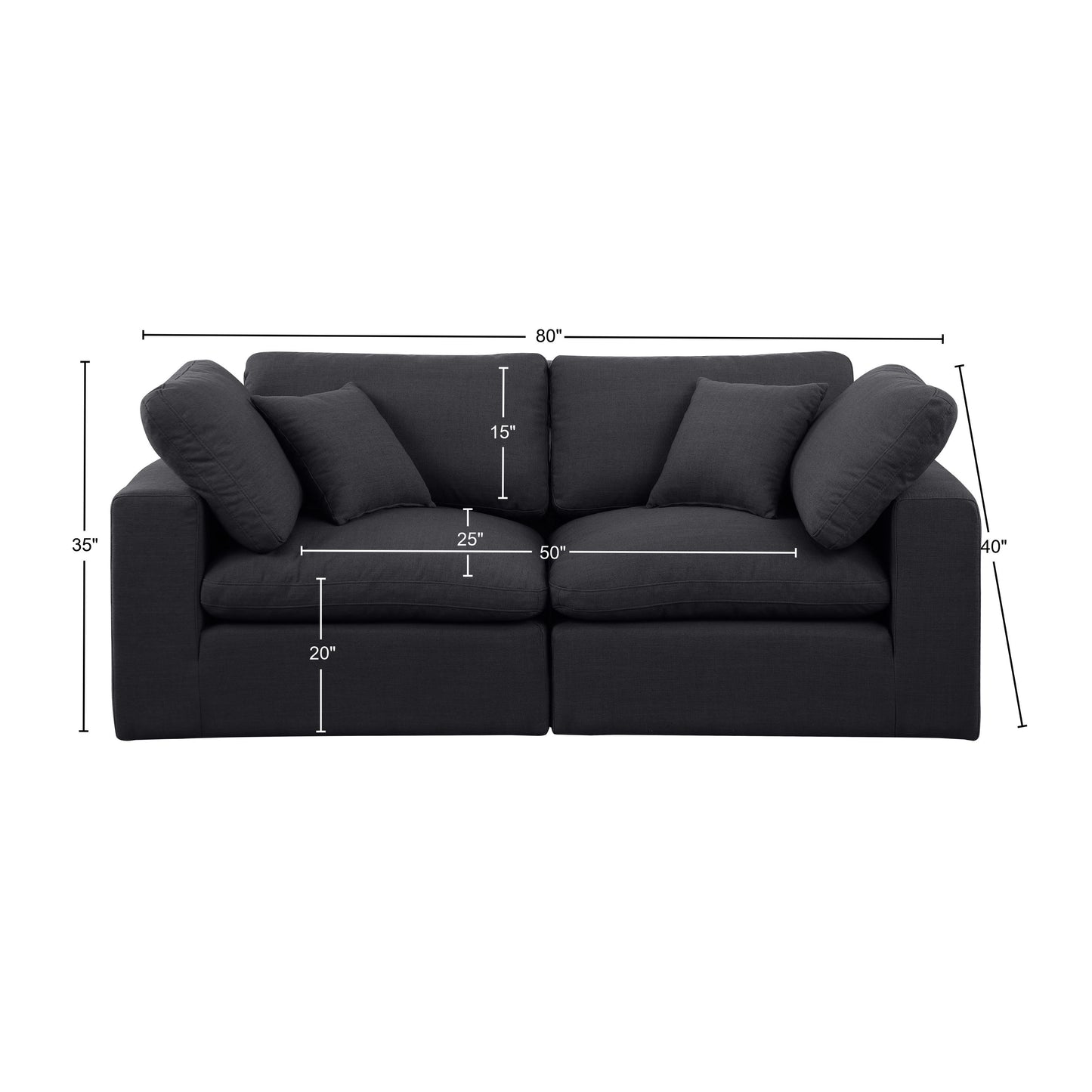 dolce black linen textured fabric modular sofa s80