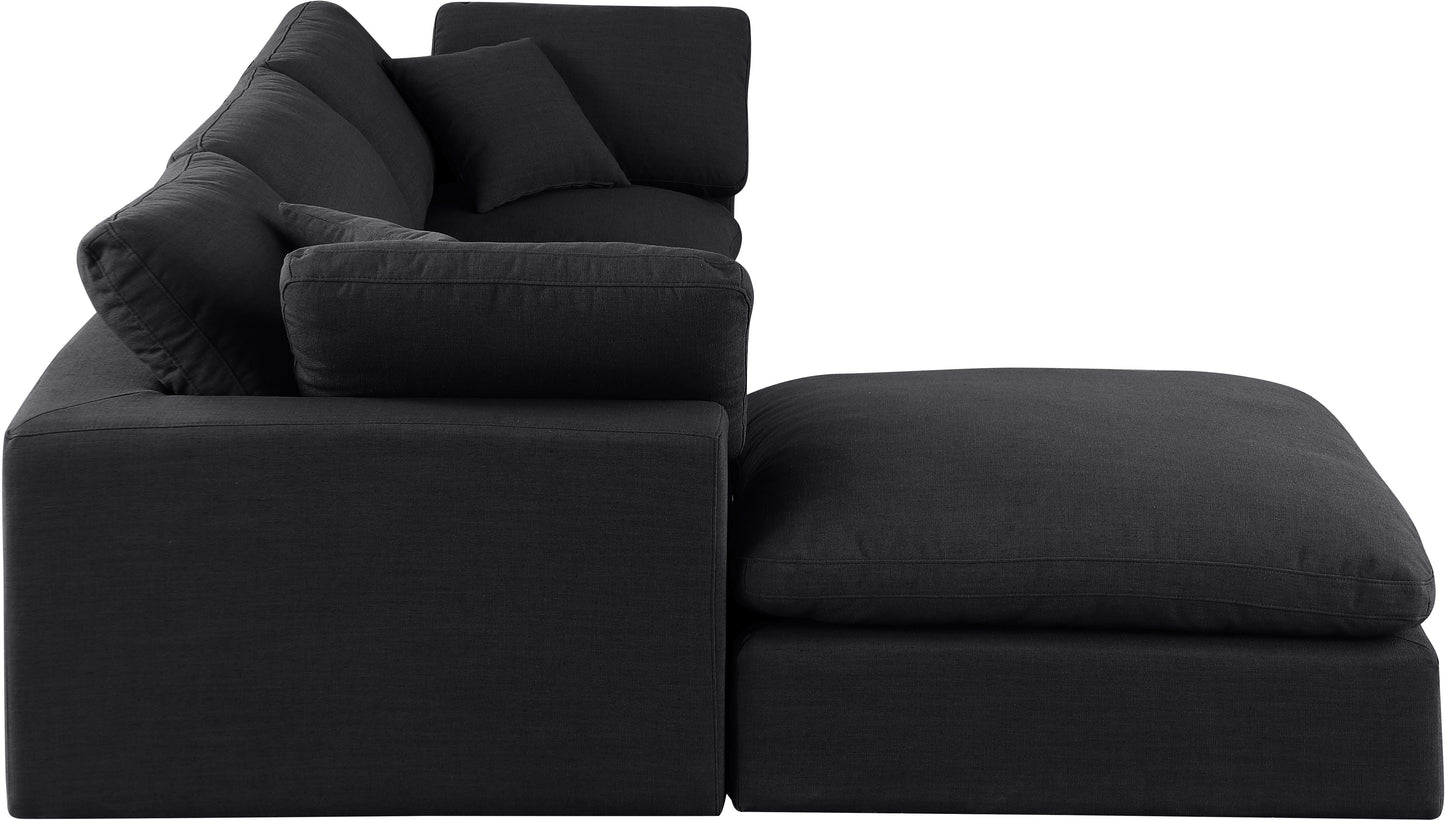 dolce black linen textured fabric modular sectional sec4a