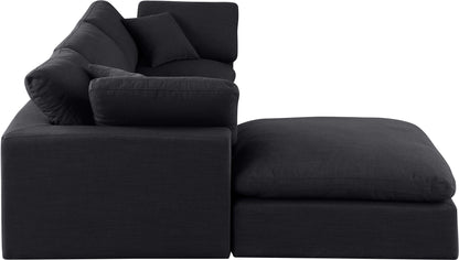 Dolce Black Linen Textured Fabric Modular Sectional Sec4A