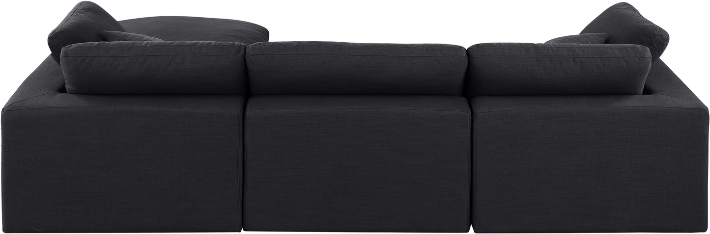 dolce black linen textured fabric modular sectional sec4a