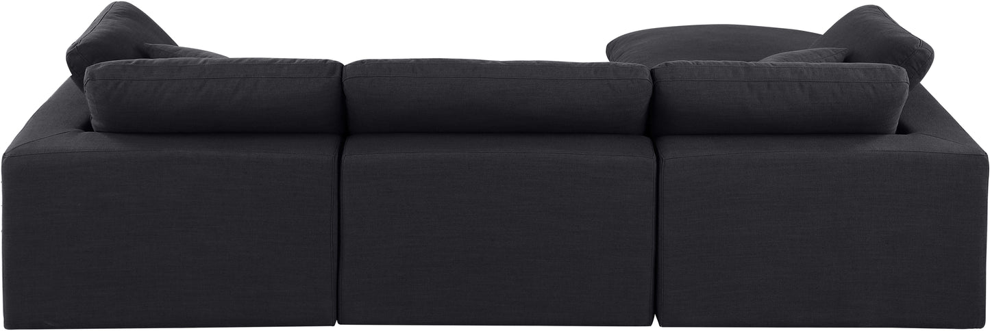 dolce black linen textured fabric modular sectional sec4a