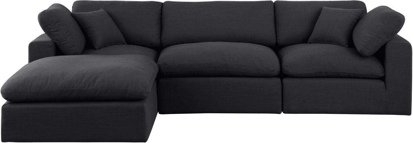 dolce black linen textured fabric modular sectional sec4a