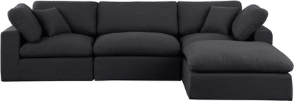 Dolce Black Linen Textured Fabric Modular Sectional Sec4A