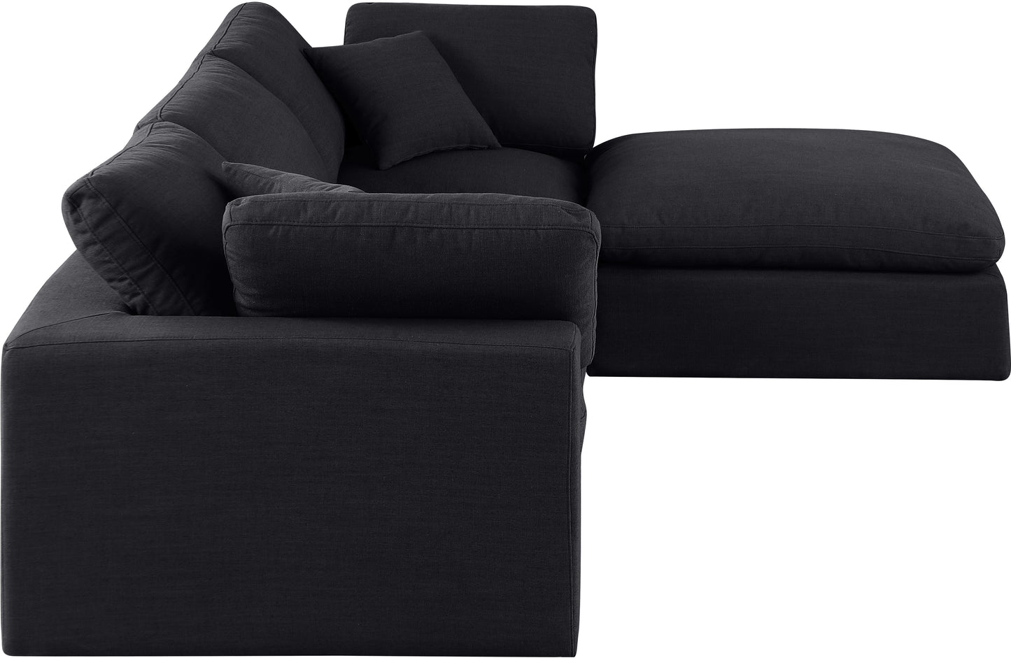 dolce black linen textured fabric modular sectional sec4a