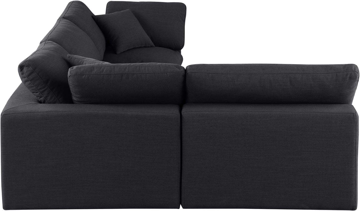 dolce black linen textured fabric modular sectional sec4b