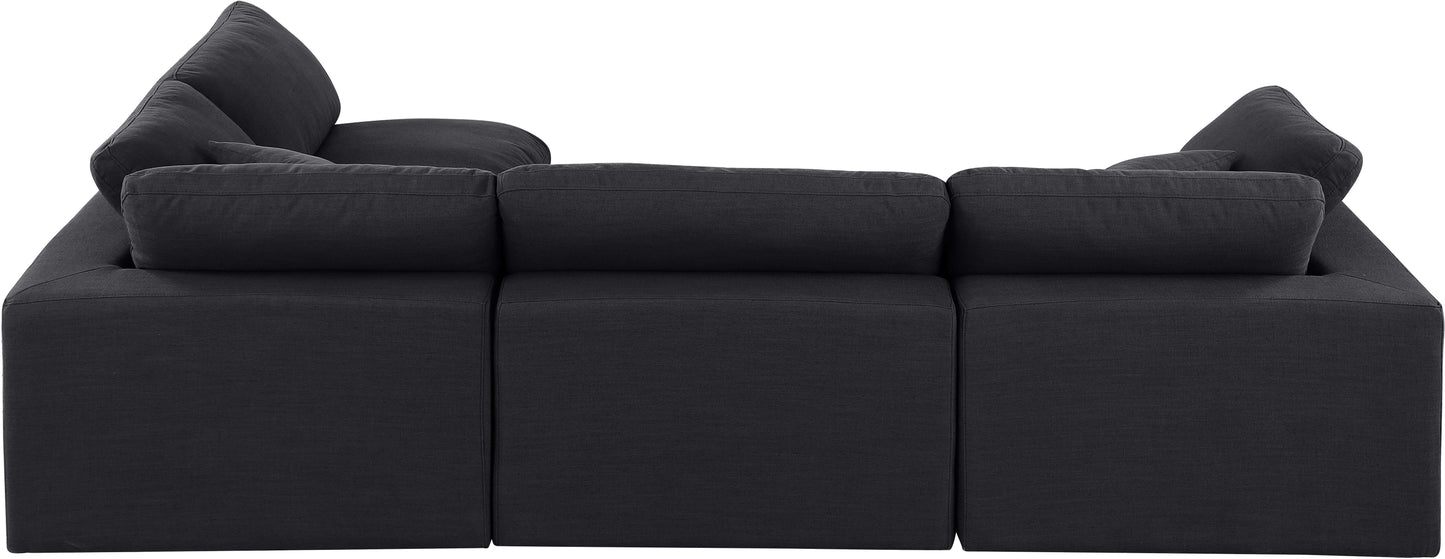 dolce black linen textured fabric modular sectional sec4b