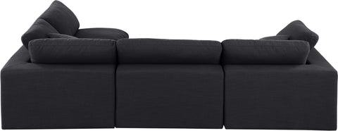 Dolce Black Linen Textured Fabric Modular Sectional Sec4B