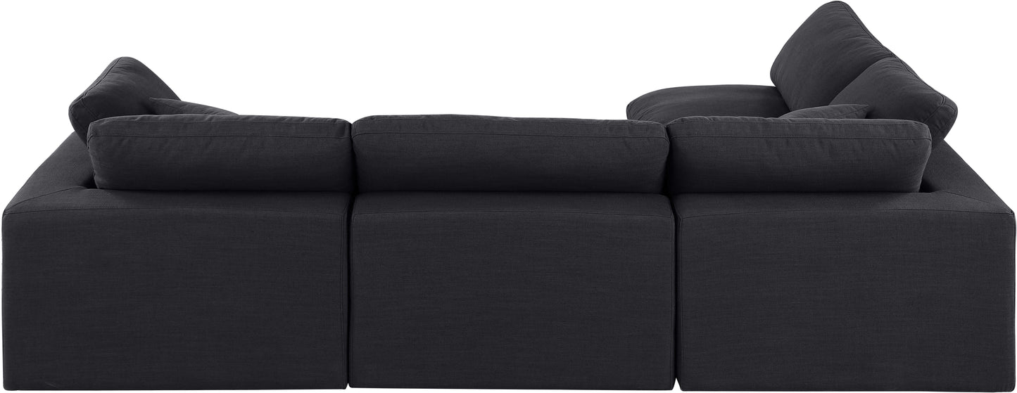 dolce black linen textured fabric modular sectional sec4b