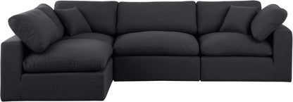 Dolce Black Linen Textured Fabric Modular Sectional Sec4B