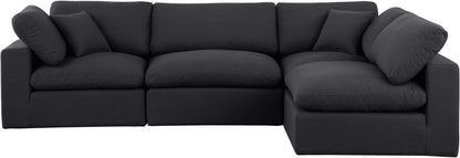 Dolce Black Linen Textured Fabric Modular Sectional Sec4B