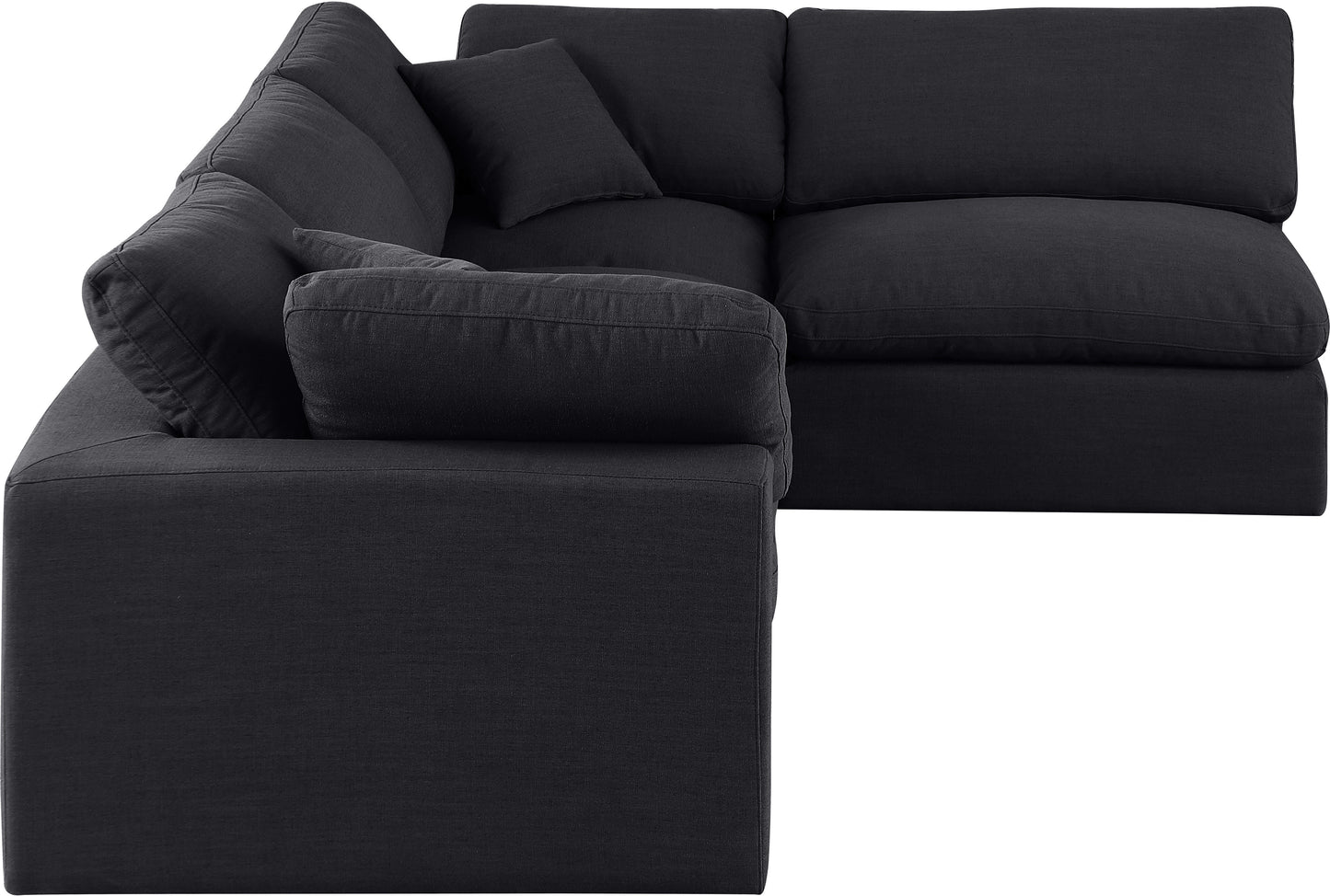 dolce black linen textured fabric modular sectional sec4b