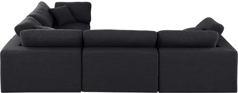 Farrah 119" Black Linen Textured Fabric Upholstered Sectional, 4-Piece (Style 3)