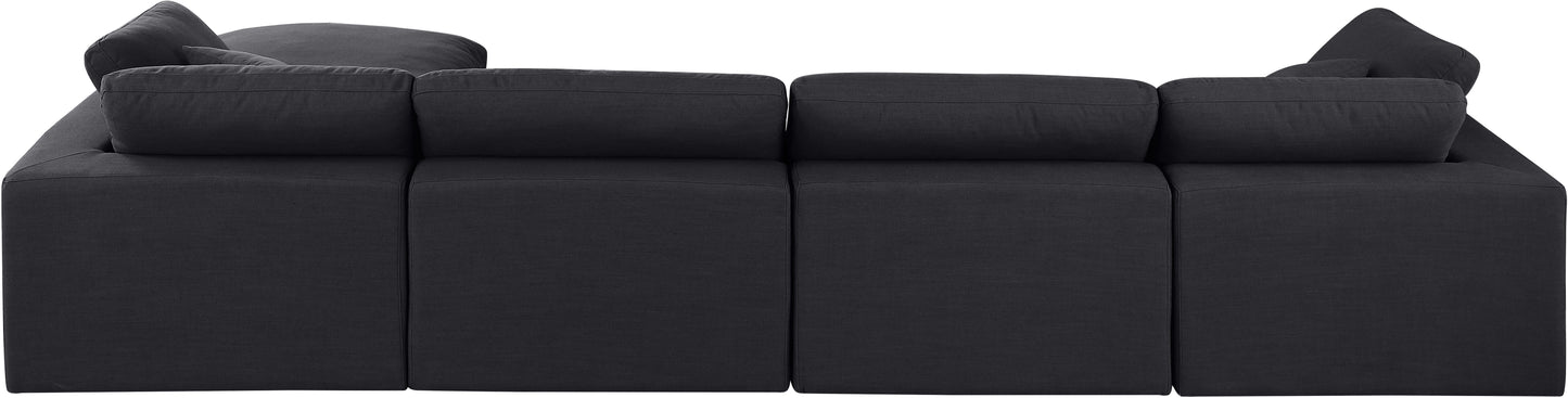 dolce black linen textured fabric modular sectional sec5a