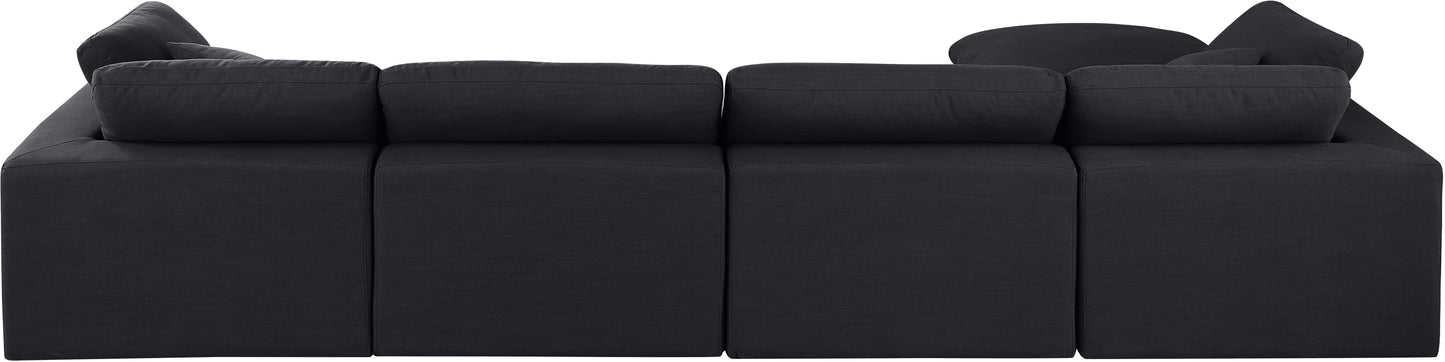 dolce black linen textured fabric modular sectional sec5a