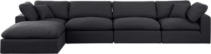 Dolce Black Linen Textured Fabric Modular Sectional Sec5A