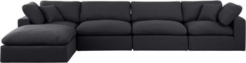 Dolce Black Linen Textured Fabric Modular Sectional Sec5A