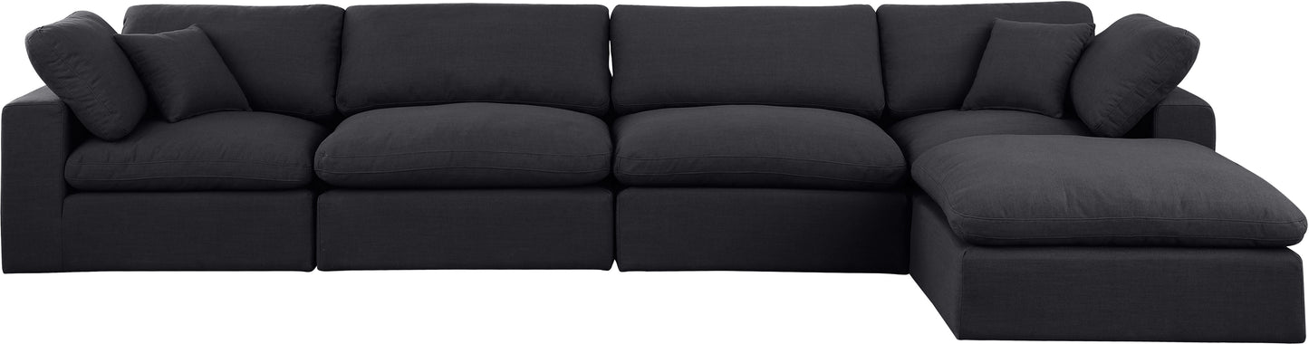 dolce black linen textured fabric modular sectional sec5a