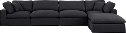 Dolce Black Linen Textured Fabric Modular Sectional Sec5A