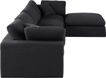 Dolce Black Linen Textured Fabric Modular Sectional Sec5A