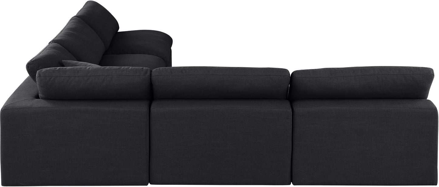 dolce black linen textured fabric modular sectional sec5b