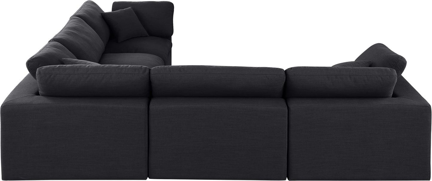 dolce black linen textured fabric modular sectional sec5c