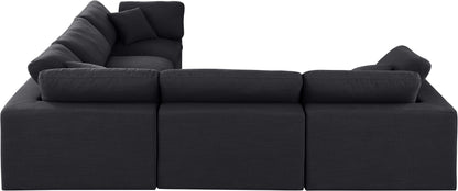 Dolce Black Linen Textured Fabric Modular Sectional Sec5C