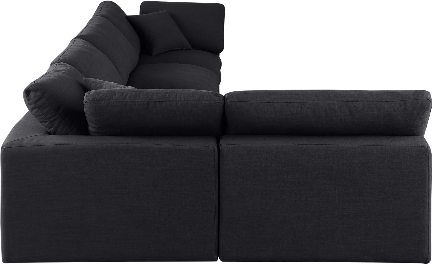 dolce black linen textured fabric modular sectional sec5d