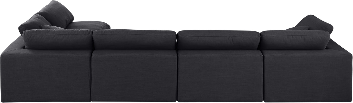 dolce black linen textured fabric modular sectional sec5d