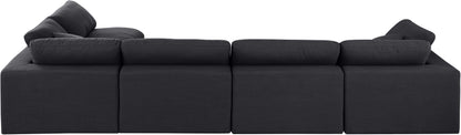 Dolce Black Linen Textured Fabric Modular Sectional Sec5D