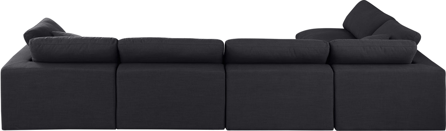 dolce black linen textured fabric modular sectional sec5d