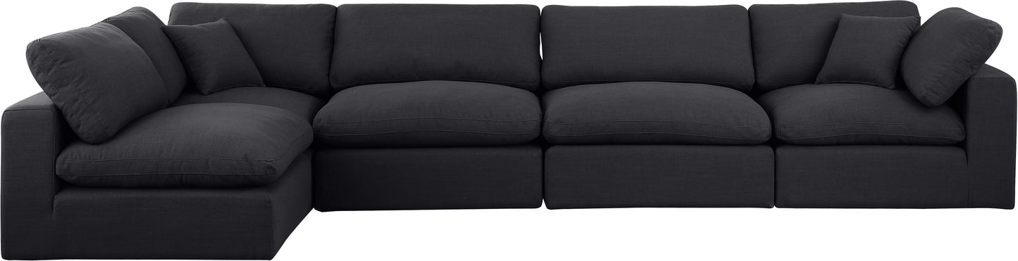 dolce black linen textured fabric modular sectional sec5d