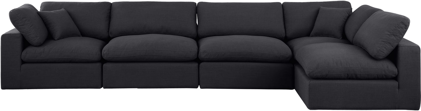 dolce black linen textured fabric modular sectional sec5d