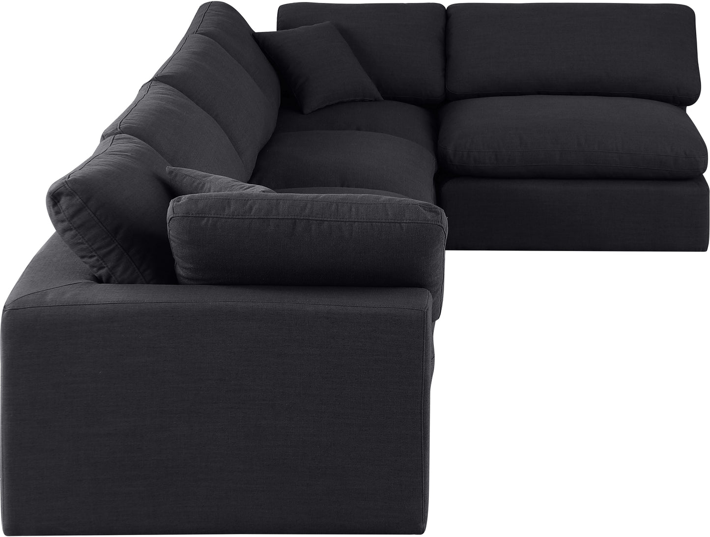 dolce black linen textured fabric modular sectional sec5d