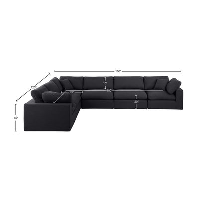 Dolce Black Linen Textured Fabric Modular Sectional Sec6A