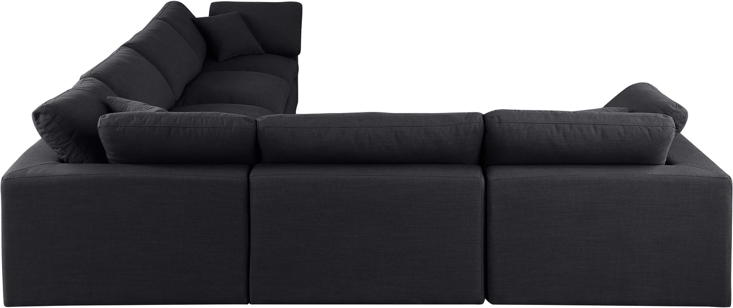 dolce black linen textured fabric modular sectional sec6a