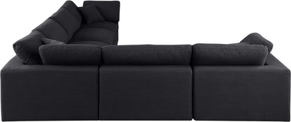 Dolce Black Linen Textured Fabric Modular Sectional Sec6A