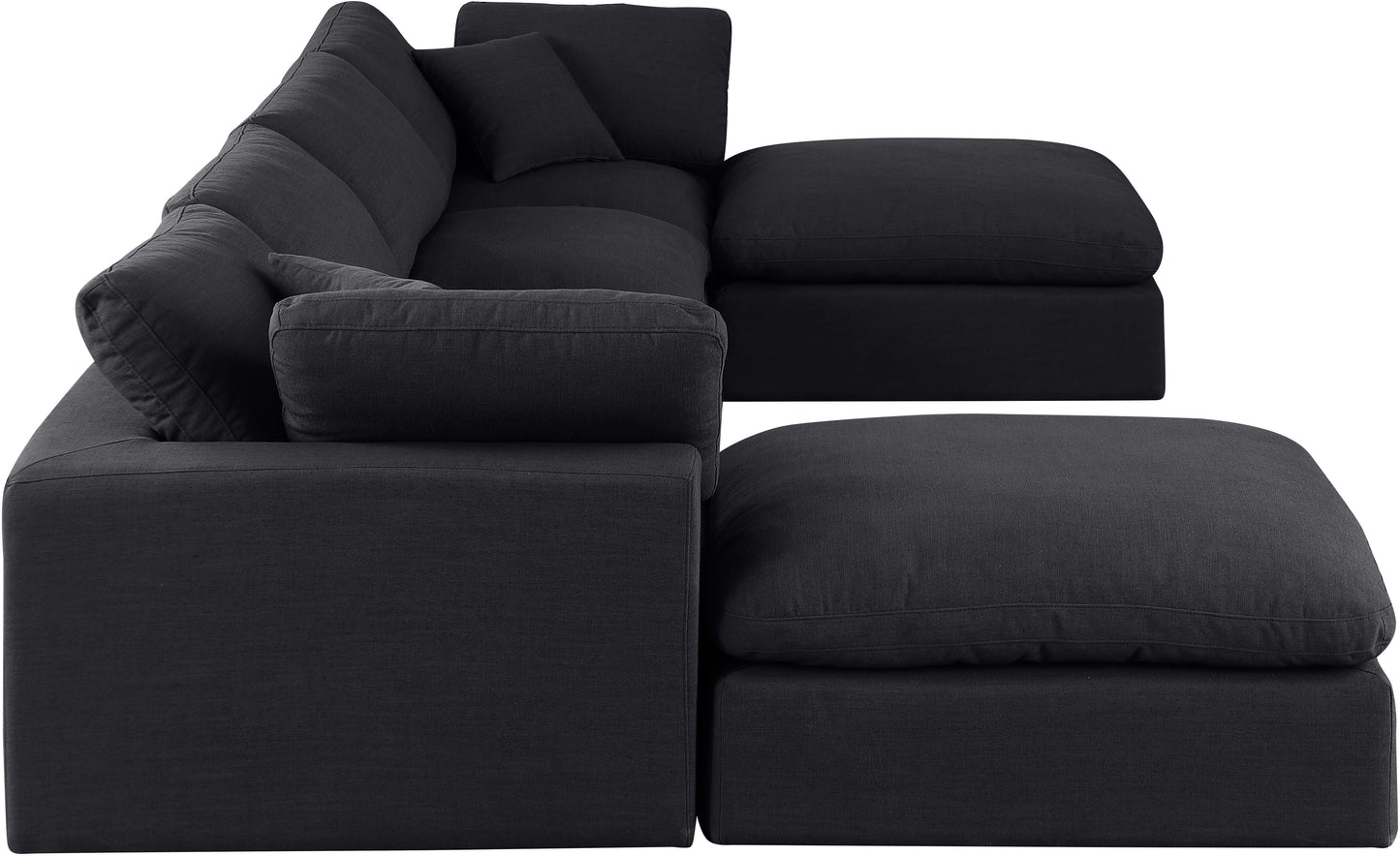 dolce black linen textured fabric modular sectional sec6b