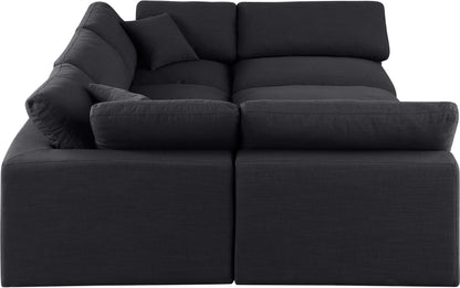 Dolce Black Linen Textured Fabric Modular Sectional Sec6C