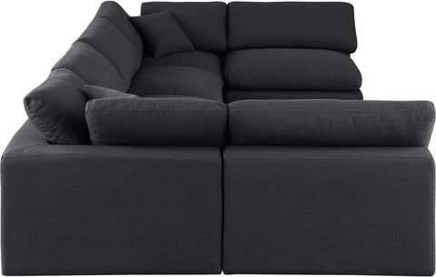 Dolce Black Linen Textured Fabric Modular Sectional Sec6D