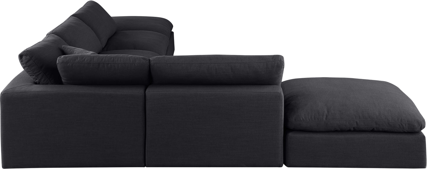 dolce black linen textured fabric modular sectional sec6e