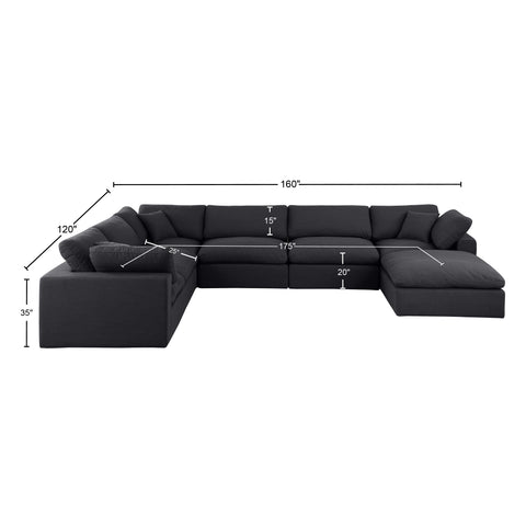Dolce Black Linen Textured Fabric Modular Sectional Sec7A